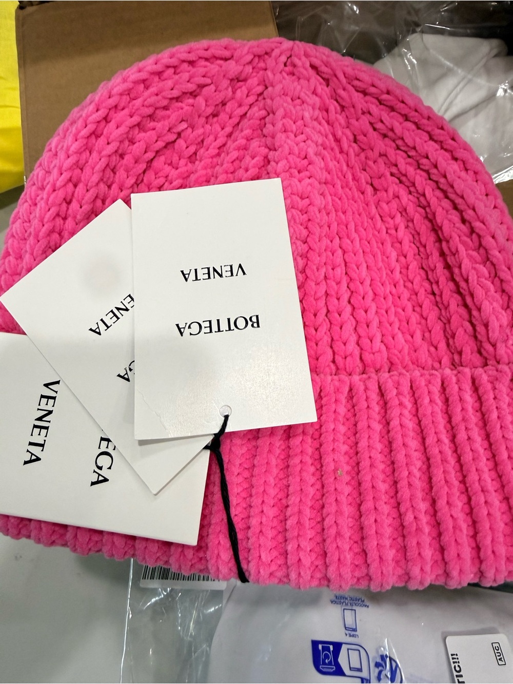 Bottega Veneta Bright Pink Ribbed & Chunky Knit Beanie